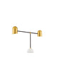 Nela Tischleuchte Weiß, Gold, Schwarz mit marmorierter Basis und goldenem Lampenschirm, stilvolles Design für moderne Interieurs.