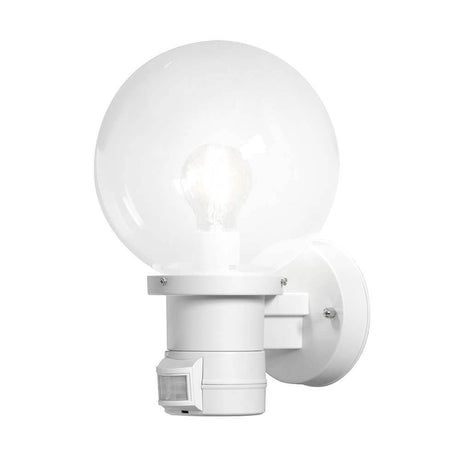Aplique de parede exterior Nemi com sensor de movimento Branco, vidro transparente como iluminação exterior com design elegante