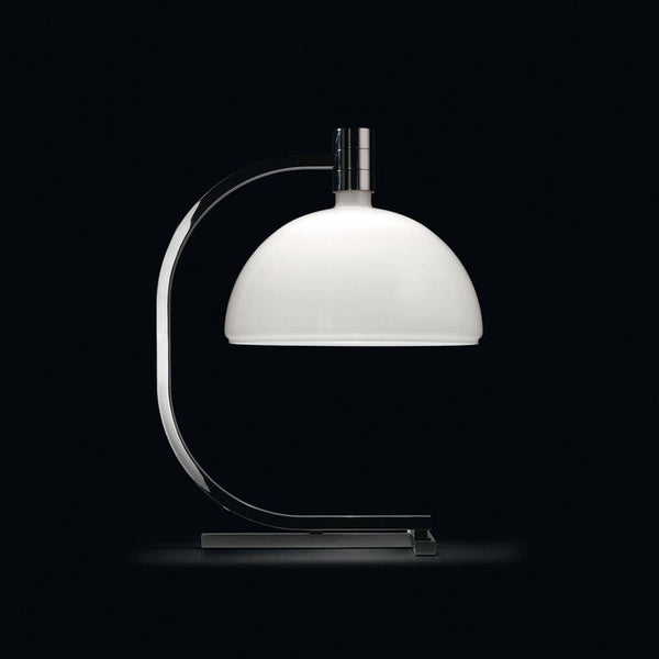 Nemo As1C Tischlampe Albini mit Glasschirm, moderne Tischleuchte aus Metall und Glas für Sideboard oder Nachttisch