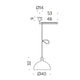 Nemo As41C Glas Hängelampe von Albini technische Zeichnung mit Abmessungen und flexibler Aufhängung.