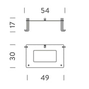 Nemo Borne Béton Grande Outdoor Befestigungsplatte mit Maßen 54 x 17 x 30 x 49 cm, technische Zeichnung.