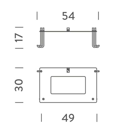 Nemo Borne Béton Grande Outdoor Befestigungsplatte mit Maßen 54 x 17 x 30 x 49 cm, technische Zeichnung.