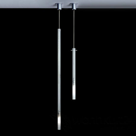 Nemo Canna Nuda Glas Hängeleuchte silber mit zwei schlichten Glaszylindern in modernem Design.