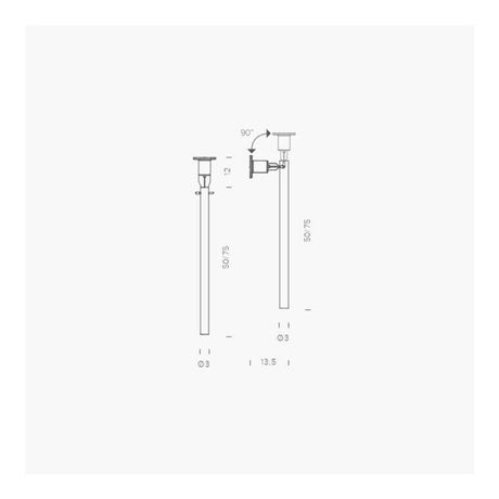 Nemo Canna Nuda Glas Wand- & Deckenlampe silber technische Zeichnung mit Maßen für Glaszylinder.