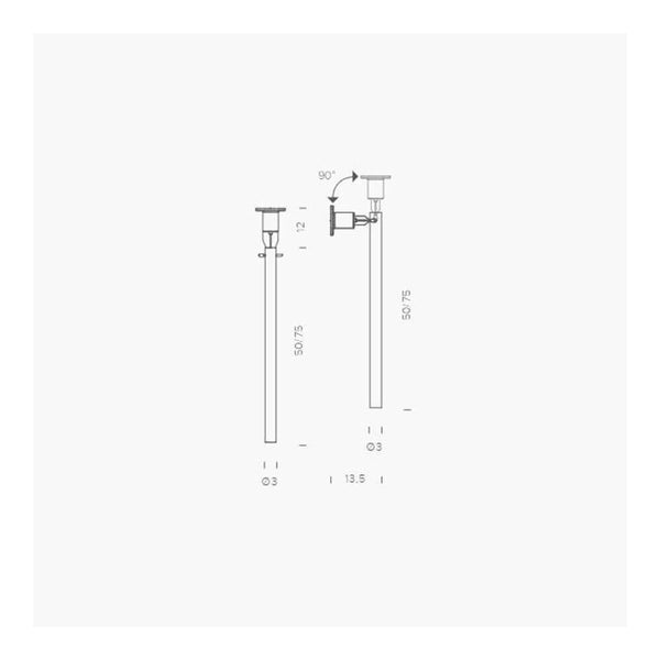 Nemo Canna Nuda Glas Wand- & Deckenlampe silber technische Zeichnung mit Maßen für Glaszylinder.