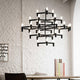 Nemo Crown Major Hängelampe 30-flg. in modernem Design, schwarze Oberflächen, diffuses Licht, 115 cm Durchmesser.