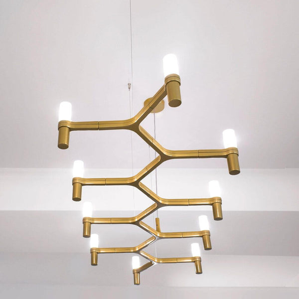 Nemo Crown Plana Linea dining table lamp 10-light 168 cm in gold with diffuse light