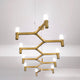 Nemo Crown Plana Esstischlampe in Gold, 10-flg., inspiriert von Schneekristallen, mit diffusen Licht- und modernen Design.