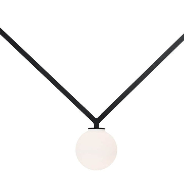 Nemo Dabliu Globe LED Hängeleuchte mit schwarzer Aluminiumstruktur und opalweißem Kugeldiffusor