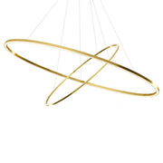 Nemo Ellisse Double Mega LED Hängeleuchte 186x95cm goldfarben, ovale Design-Hängeleuchte mit zwei Ringen