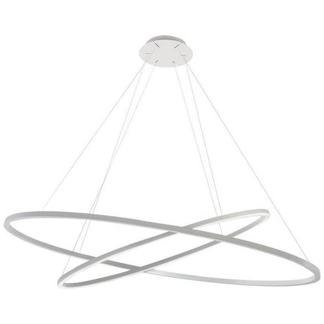 Suspension Nemo Ellisse Double Mega LED 186x95 cm au design moderne avec des anneaux ovales et un diffuseur opalin.