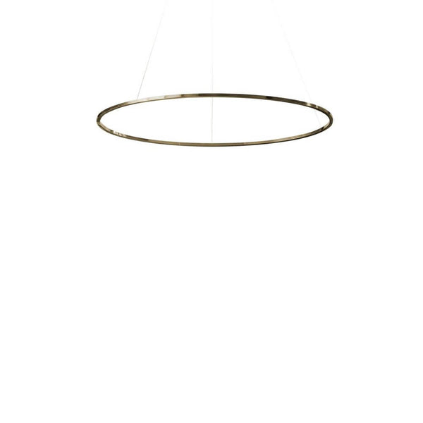 Nemo Ellisse Minor Up LED suspension 97x40cm indirecte au design élégant avec anneau couleur or.