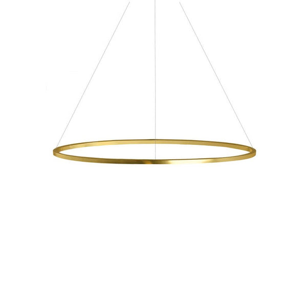 Nemo Ellisse Minor Up LED suspension 97x40cm indirecte en or anodisé avec forme minimaliste.
