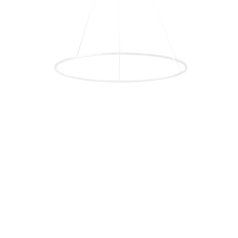 Nemo Ellisse Minor Up LED Pendelleuchte in ovalem Design, weißes Aluminium, für indirektes Licht.