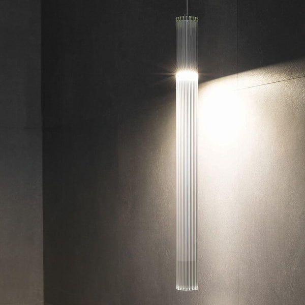 Nemo Ilium 75 LED Glas Hängelampe gerippt, Pendelleuchte mit diffusem Licht und geripptem Glas