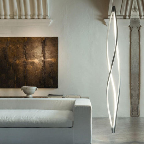 Nemo In The Wind Vertical LED suspension 183 cm avec éclairage diffus dans un intérieur moderne.