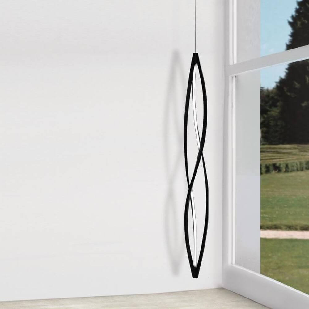Nemo In The Wind Vertical LED Hängeleuchte 183cm in schwarzem Finish, moderne Pendelleuchte mit eleganter Form.