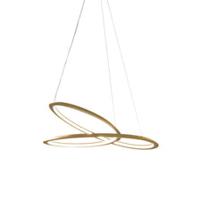 Nemo Kepler Downlight LED suspension Ø 110 cm, luminaire suspendu moderne avec trois éléments ronds en or.