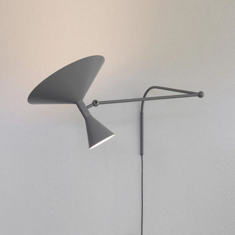 Nemo Lampe De Marseille wall light with arm in matte grey, flexibly adjustable and modern design.