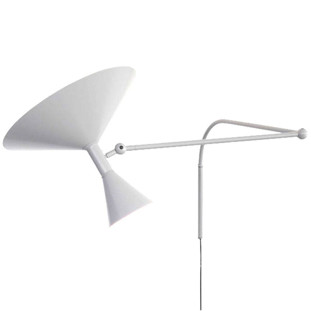 Nemo Lampe De Marseille Wandlampe in Mattweiß mit beweglichem Arm und diffusen Lichtaustritt.
