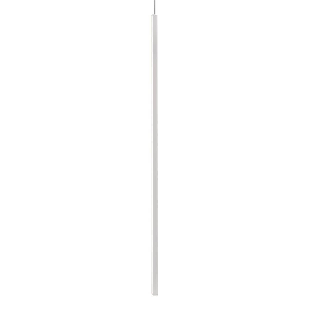 Nemo Linescapes Vertical LED Hängelampe 115cm in schlanker, weiß lackierter Aluminium-Ausführung.