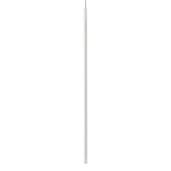 Nemo Linescapes Vertical LED Hängelampe 115cm in schlanker, weiß lackierter Aluminium-Ausführung.