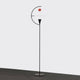 Nemo Newton LED Stehlampe mit Fussdimmer, verchromte Metallstruktur und drehbarem Diffusor in schwarz.