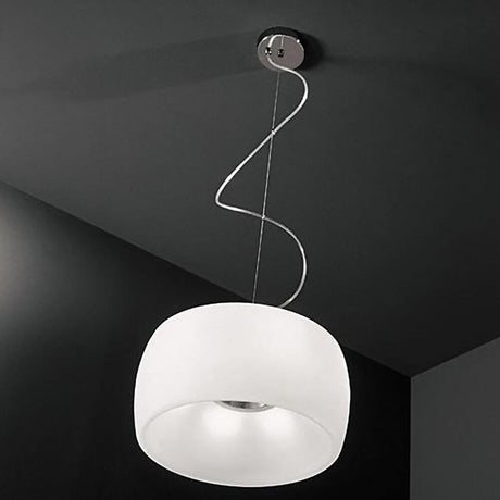 Nemo Sirius Glas Hängelampe Ø 40cm, Pendelleuchte mit diffuser Lichtausstrahlung und opalweißem Triplexglas.