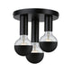 Neordic Deckenleuchte Skogen 3-flammig Schwarz Metall mit E27 Sockel und Rauchglas-Lampen.