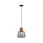 Neordic Elia Pendelleuchte max1x20W E27 Rauch Kork Schwarz im Urban Jungle Stil.
