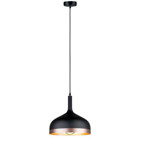 Neordic Embla Pendelleuchte Schwarz in modernem Design mit Kupferakzenten.