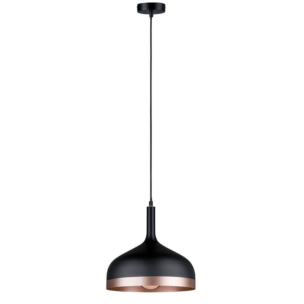 Neordic Embla Pendelleuchte Schwarz mit Kupferakzenten, ideal für skandinavisches Wohnambiente