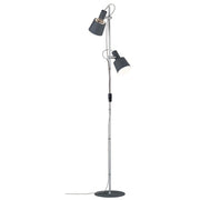 Neordic Haldar gulvlampe 2-pære mørkegrå krom med moderne design og mat krom.
