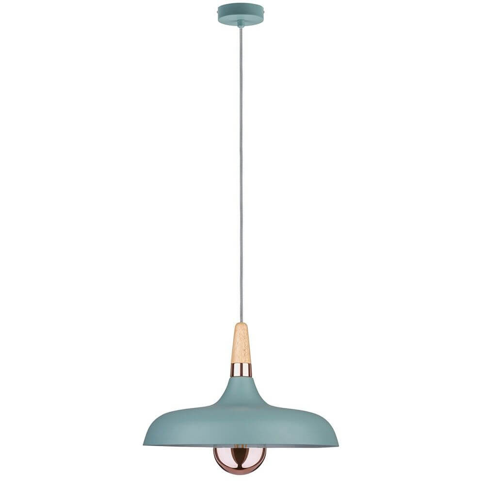 Neordic Juna Holz Pendelleuchte Softgrün mit modernem Design aus Holz und Metall im nordischen Stil.