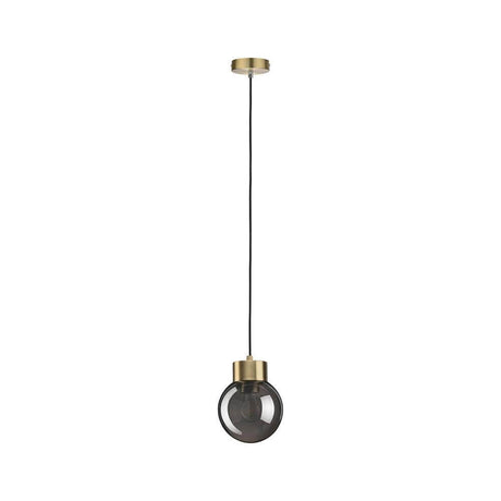 Neordic Linja Pendelleuchte max1x20W E27 Rauch Mess geb Spiegel Mt in Urban Jungle Stil mit Rauchglas und Messingdetails.