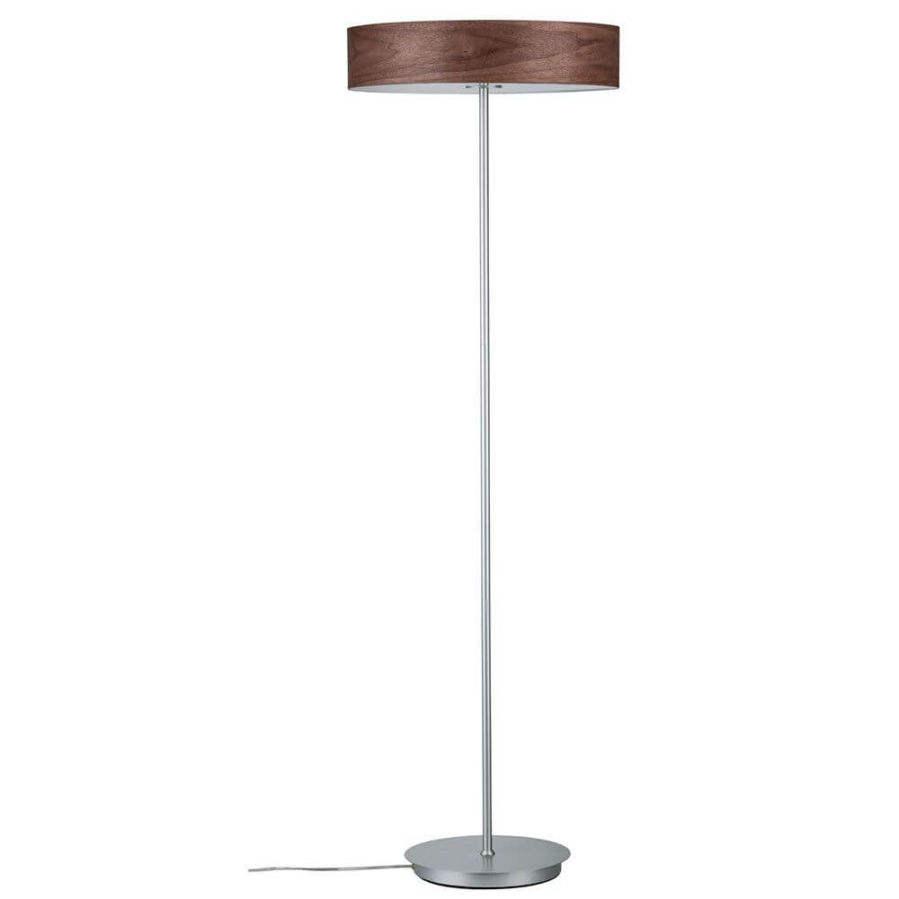 Neordic Liska Holz Stehleuchte 3-flammig Chrom mit mattem Chrom und Echtholz