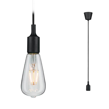 Suspension Neordic Ketil noire avec un design décoratif de lampe à tête miroir.