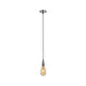 Pendelleuchte Eldar Grau mit nickelfarbener Fassung und grauem Stoffkabel im Vintagelook.