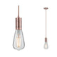 Neordic Pendelleuchte Haldis Kupfer im Vintagelook mit dünnem Kabel und gläserner Lampe.