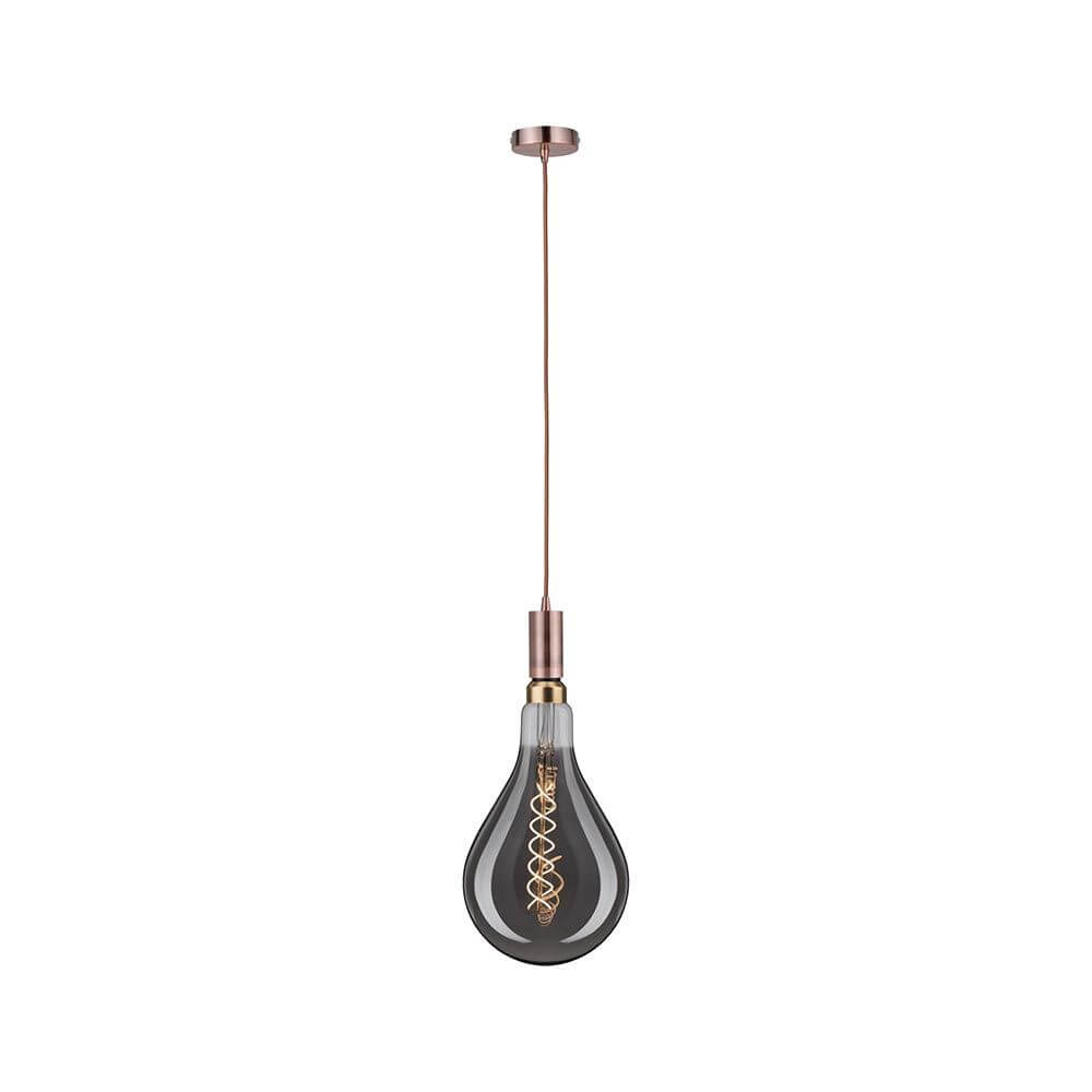 Neordic Pendelleuchte Haldis Kupfer – stylische Pendellampe im Retrolook mit Stoffkabel und dekorativem Leuchtmittel.