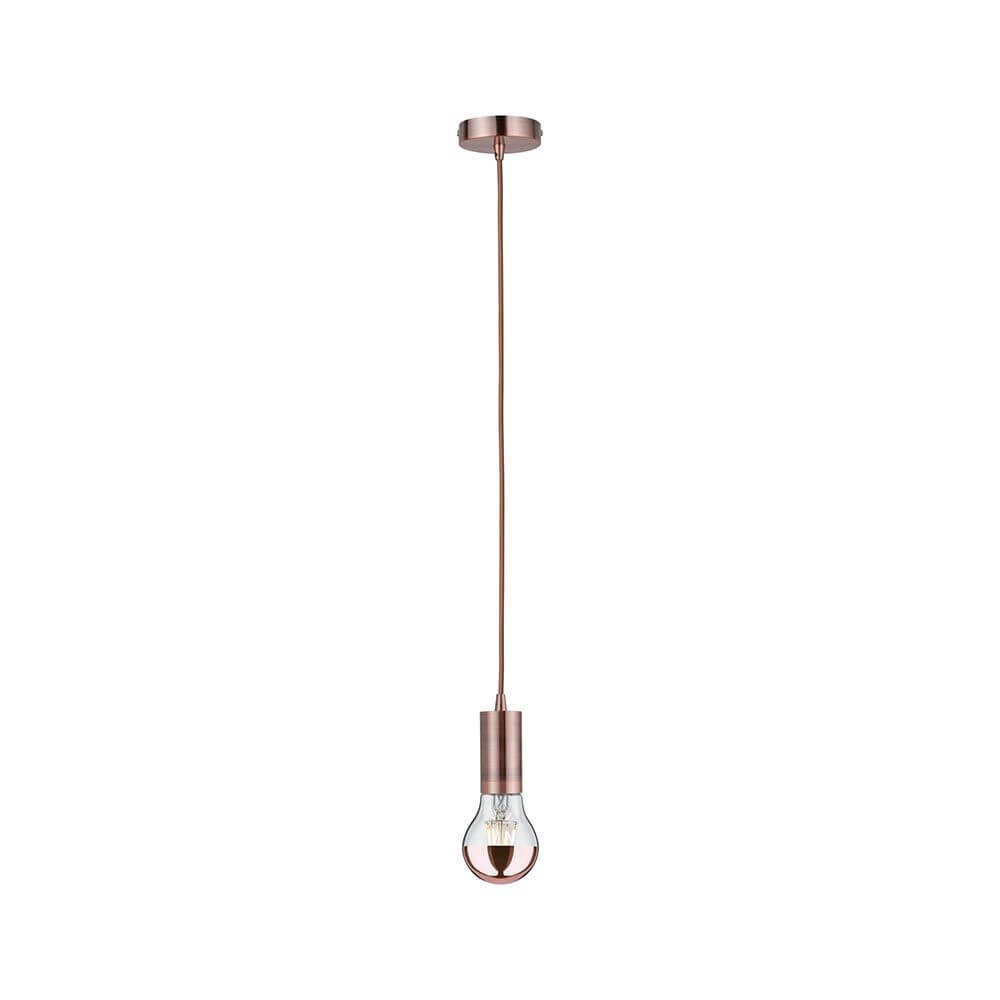 Neordic Pendelleuchte Haldis Kupfer mit stilvollem Retrolook und Stoffkabel, ideal für individuelle Lichtszenarien.