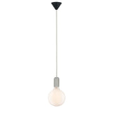 Pendelleuchte Jano aus Beton in Grau mit gläsernem Leuchtmittel, modernes Vintage-Design, 2m Kabel.