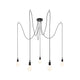Neordic Pendelleuchte Ketil 5-flg, Metall, Silkon mit fünf hängenden Lampen aus schwarzem Kabeldesign.