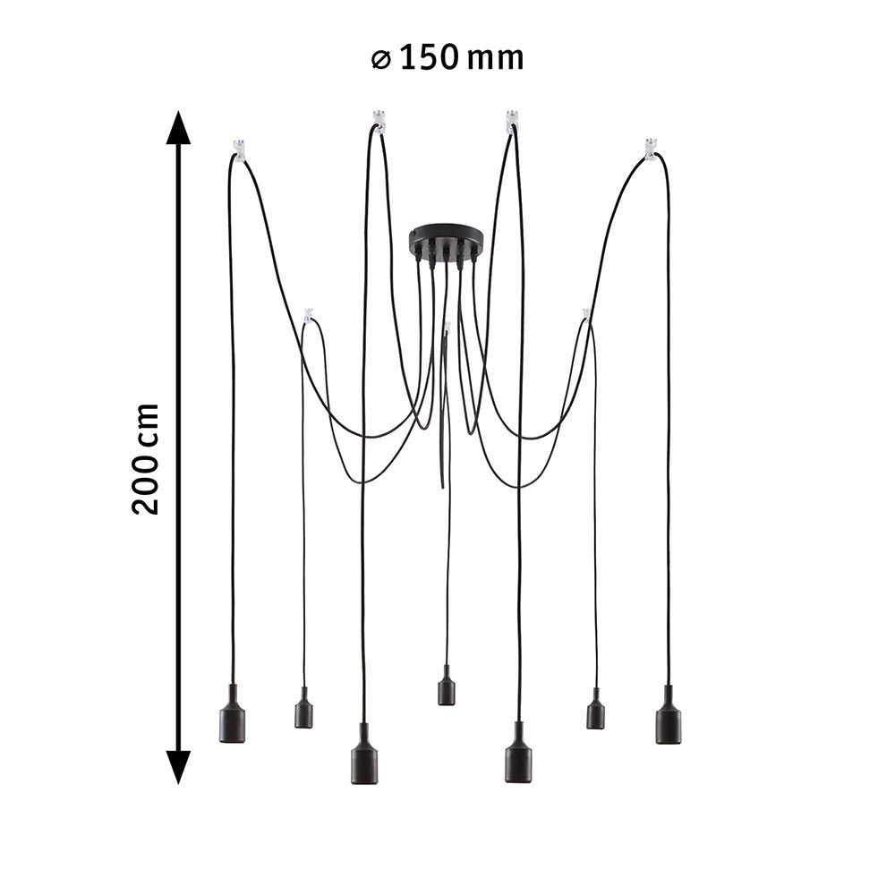 Lampada a sospensione neordica Ketil 7-flame silicone nero