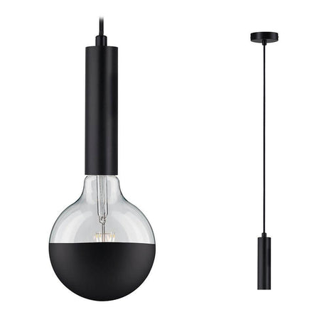 Neordic pendant light Kine black metal with E27 socket and decorative smoked glass bulb.