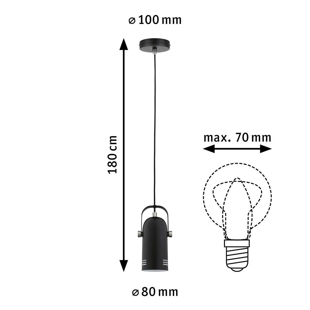 Neordic Pendelleuchte Lavea Schwarz Dimmbar Metall  Paulmann   