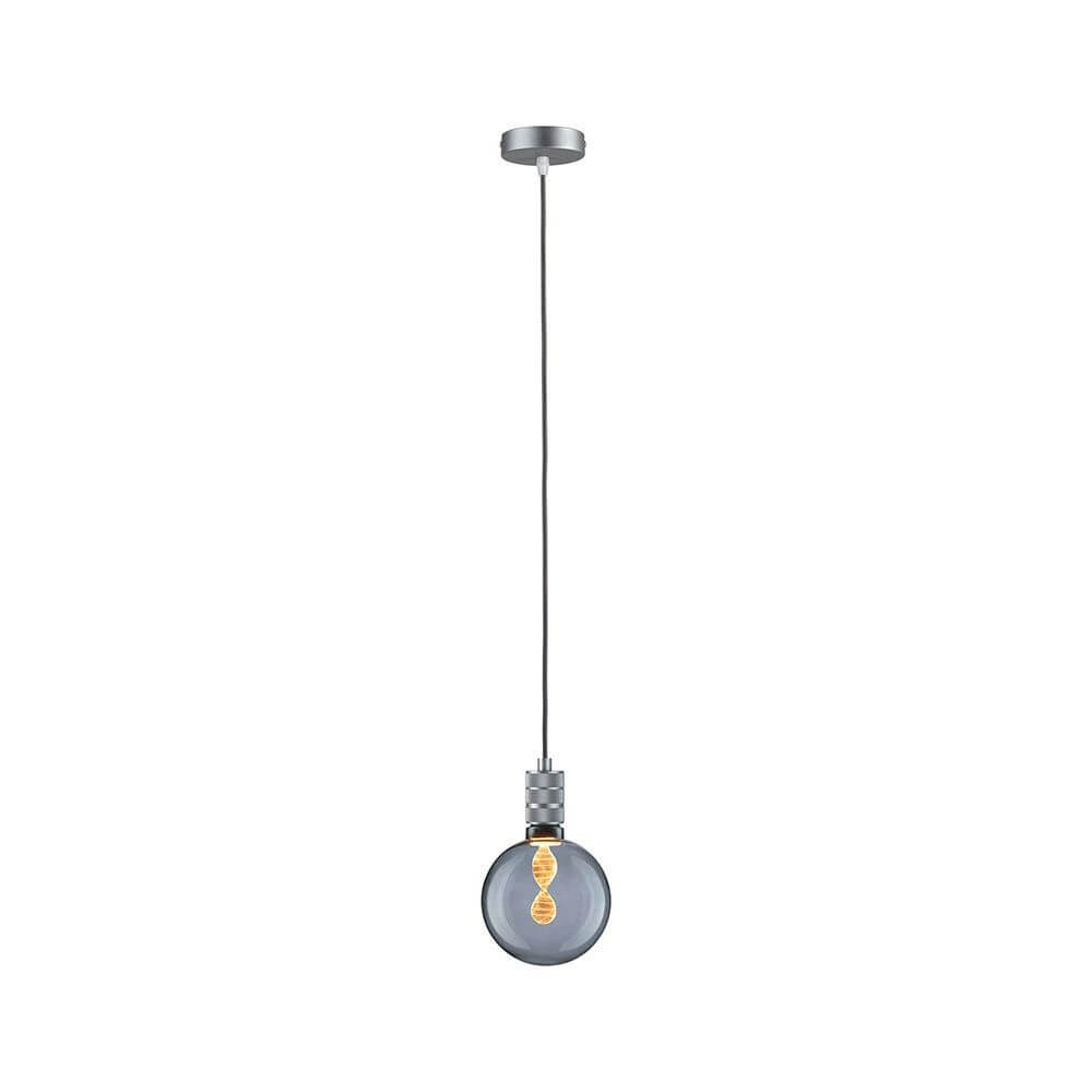 Neordic Pendelleuchte Tilla Alu Dimmbar Metall mit grauem Design und 2 m Textilkabel, ideal für Wohnräume.
