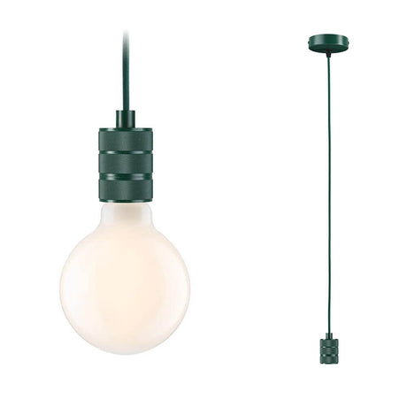 Neordic Pendelleuchte Tilla Grün Dimmbar Metall – moosgrüne Metall-Pendelleuchte mit Textilkabel, E27-Fassung, modern über Sideboard oder Nachtschrank