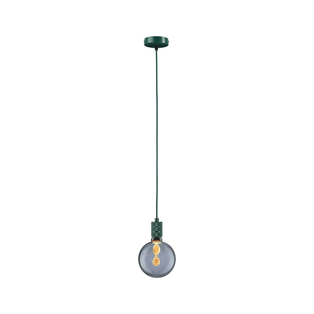 Neordic Pendelleuchte Tilla Grün Dimmbar Metall – moosgrüne Metall-Pendelleuchte mit Textilkabel, E27 Vintage-Glühbirne, moderne Deckenbeleuchtung