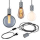 Neordic Pendelleuchte Tilla inkl. Stecker Alu Dimmbar Metall - drei verschiedene Leuchtmittel und Anschlusskabel im Bild.